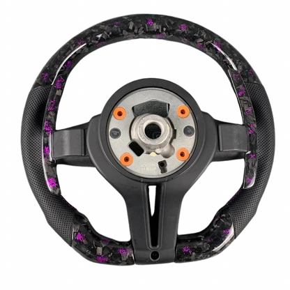 BMW carbon steering wheel forged with purple LED details, BMW F20, F22, F30, F35, F32, F01, F02, F10, F18, M2, M3